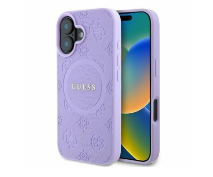 Etui / obudowa na smartfona Guess Saffiano Peony Classic Logo do iPhone 16 fioletowy